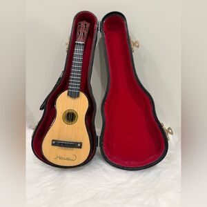 Musical Acoustic Guitar - Wooden Ukulele with Hawaii logo & Case. Small & cute.